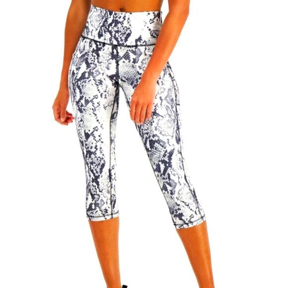 Ideology High Rise Side Pocket Snake White Crop Plus Size Leggings -I - Picture 8 of 10